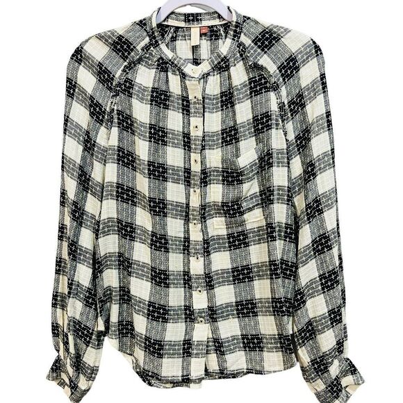 Anthropologie Pilcro Breezy Button Down Plaid Buffalo Top Blouse size Small - Picture 5 of 12